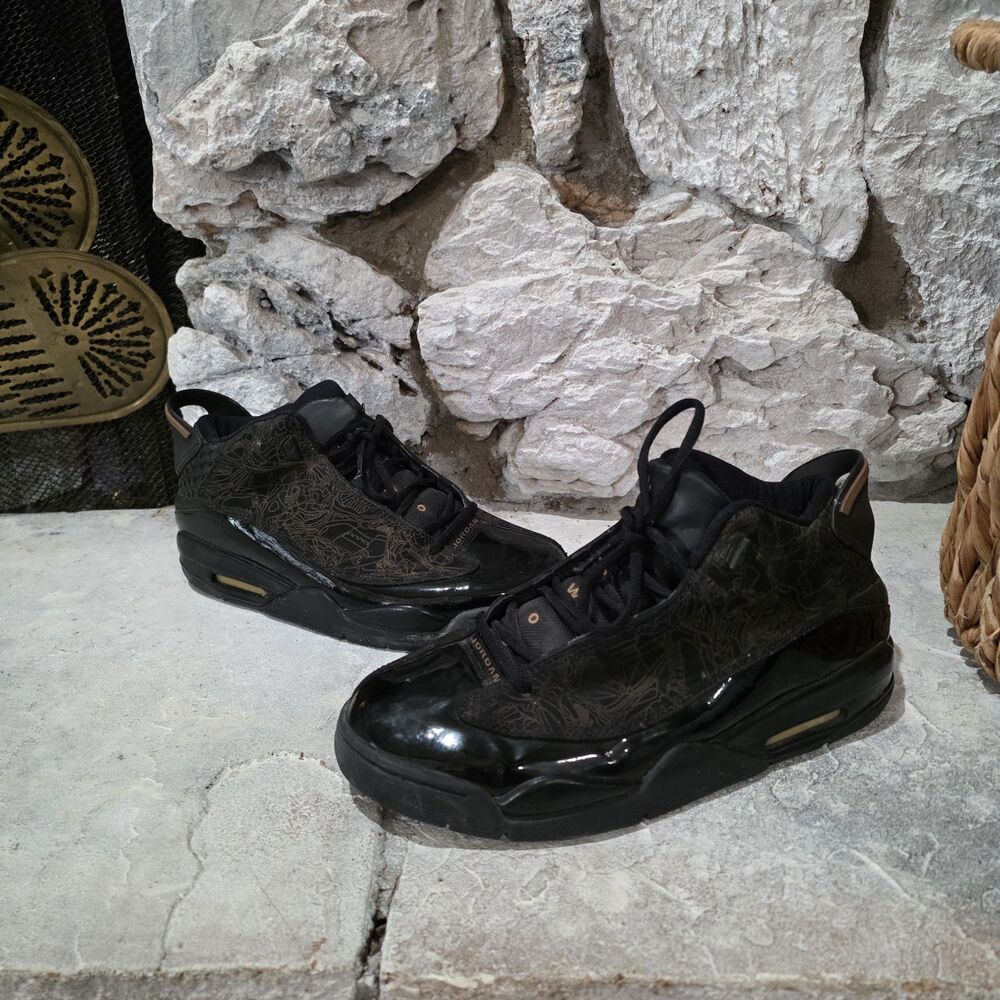 Nike Mens Air Jordan Y2K Dub Zero 311046-001 Black Gold Basketball Shoes Size 10